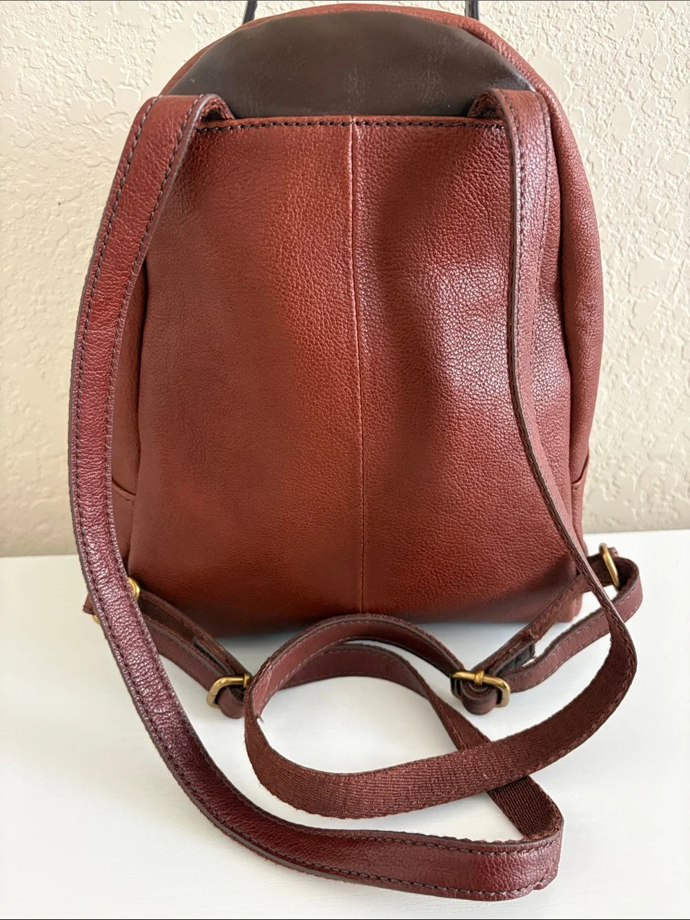 Fossil Mini Leather Felicity Mini Backpack in Rust Brown with Gold tone Hardware
